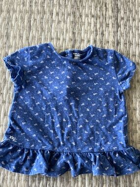 Ralph Lauren Navy Blue Floral Ruffle Hem Top 24 Months